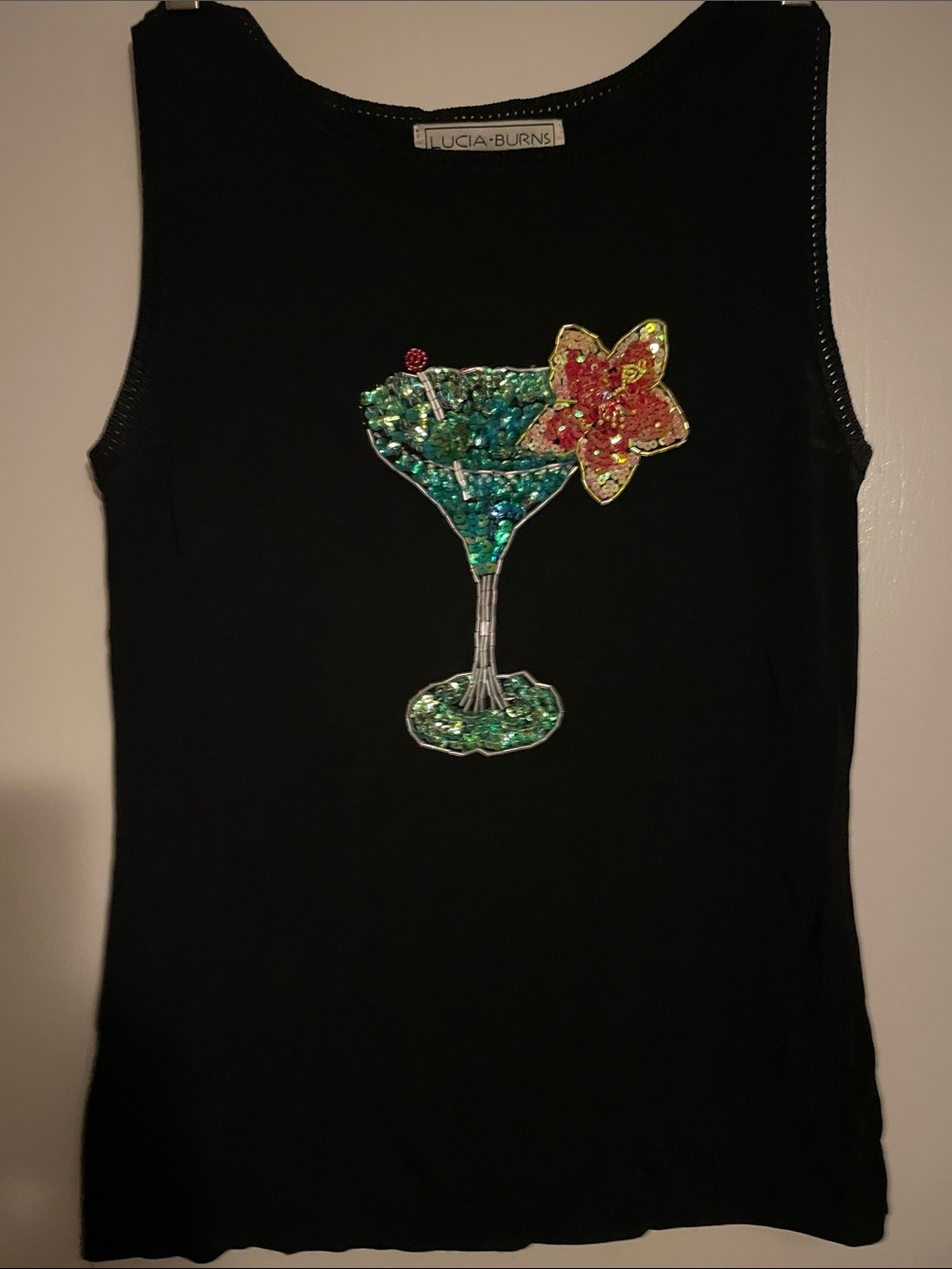 Lucia Burns Black Sequin Cocktail Tank Top